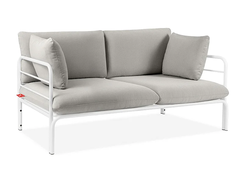 Gartensofa RAMBE weiß und grau, Maße 150x80x80 cm, modernes Design