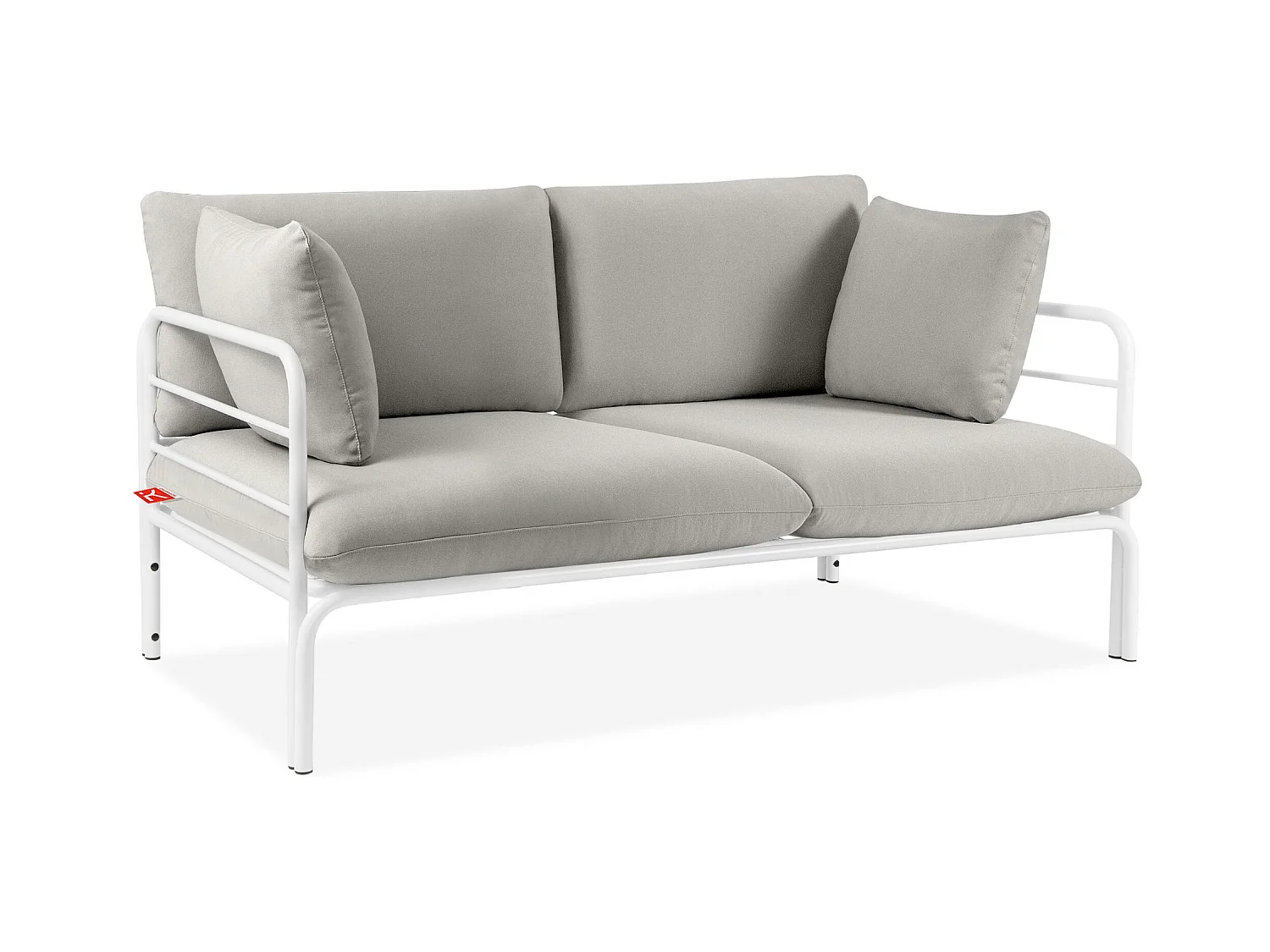 Canapé de jardin RAMBE blanc et gris, dimensions 150x80x80 cm, design moderne