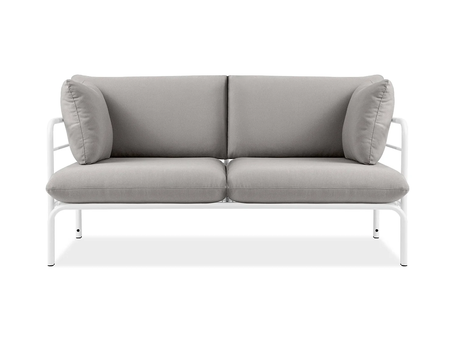 Canapé de jardin RAMBE blanc et gris, dimensions 150x80x80 cm, design moderne