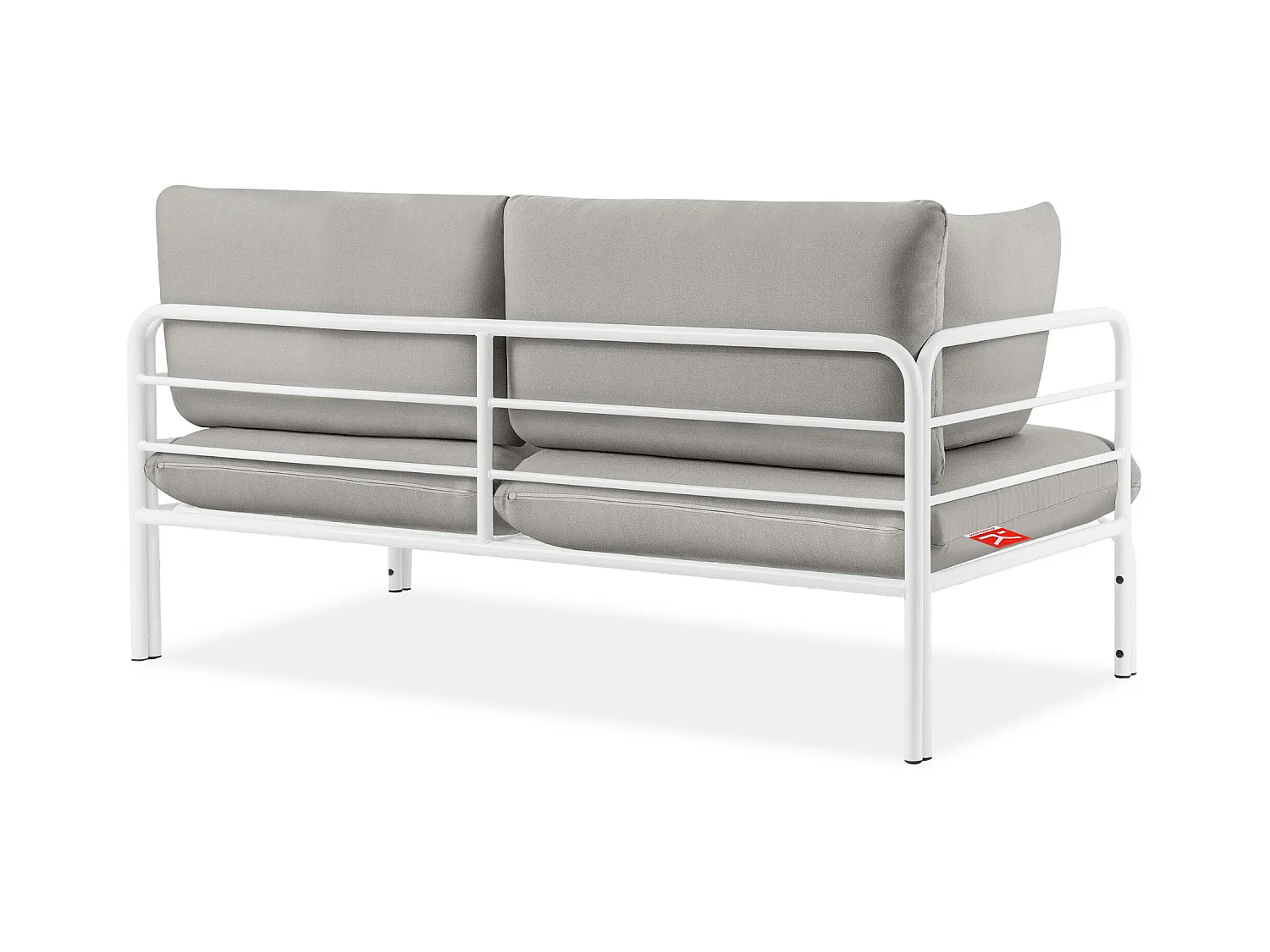 Canapé de jardin RAMBE blanc et gris, dimensions 150x80x80 cm, design moderne