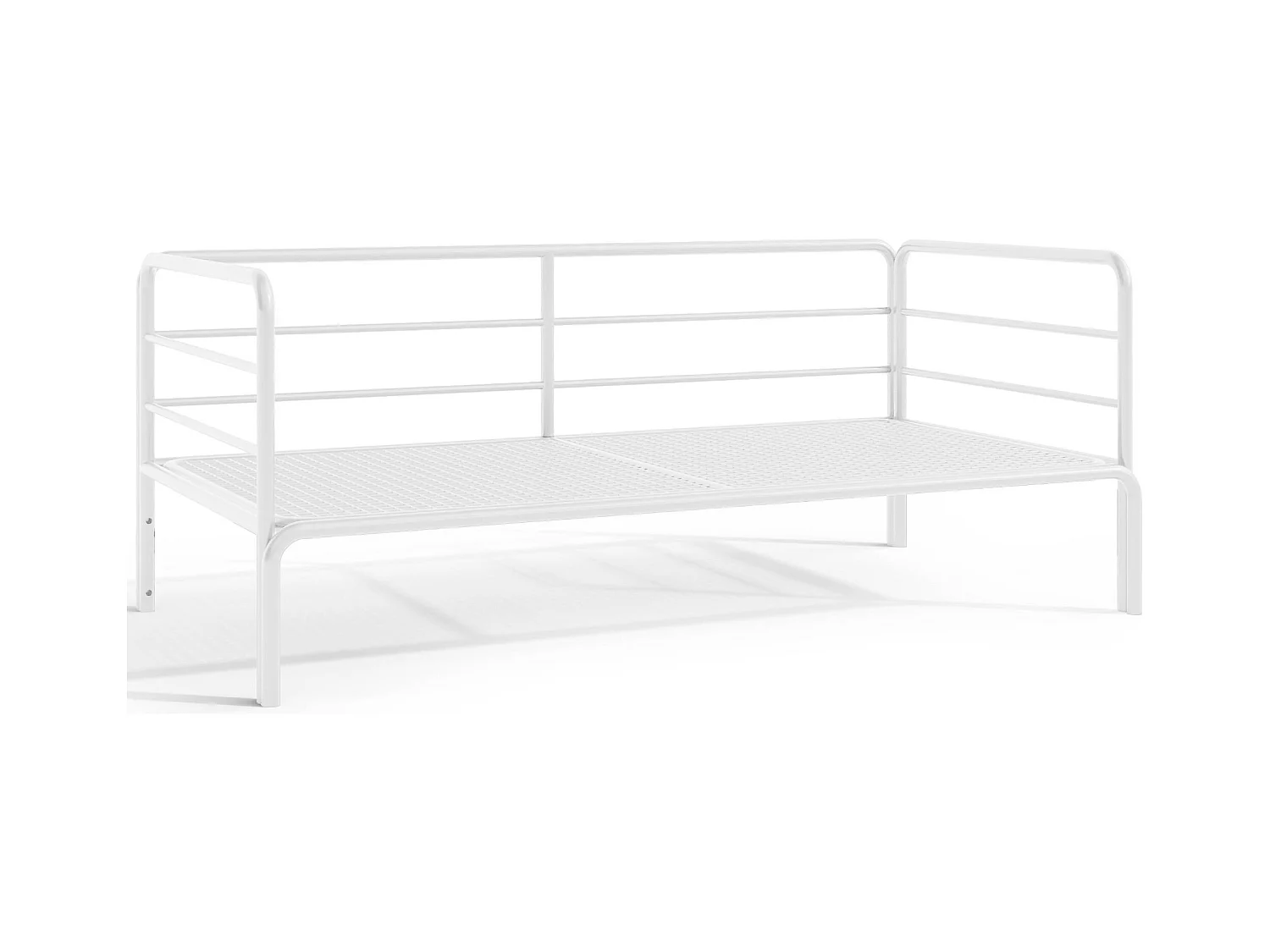 Canapé de jardin RAMBE blanc et gris, dimensions 150x80x80 cm, design moderne