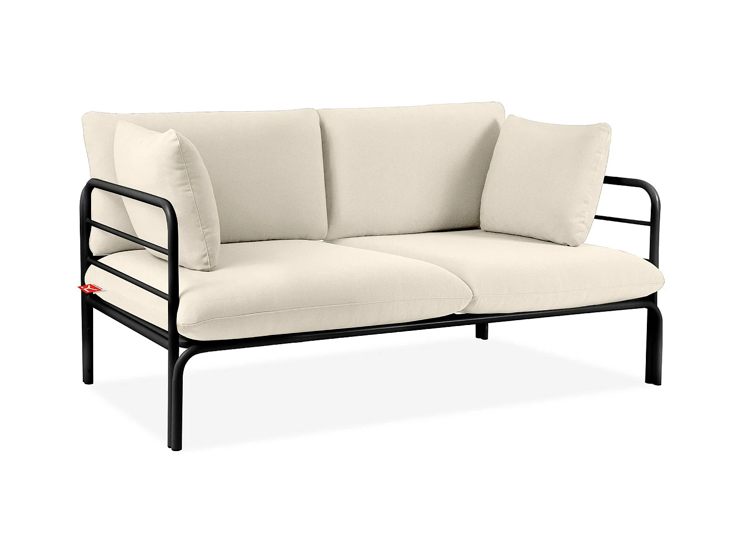 Canapé de jardin RAMBE gris et blanc cassé, dimensions 150x80x80 cm, confortable et élégant