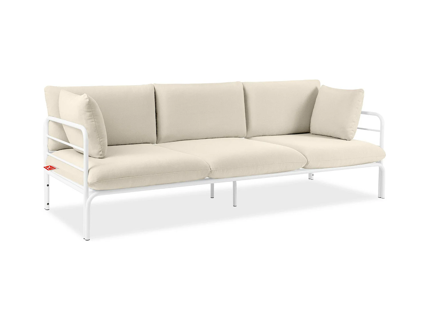 Canapé de jardin RAMBE blanc et blanc cassé, dimensions 225x80x80 cm, parfait pour grandes terrasses