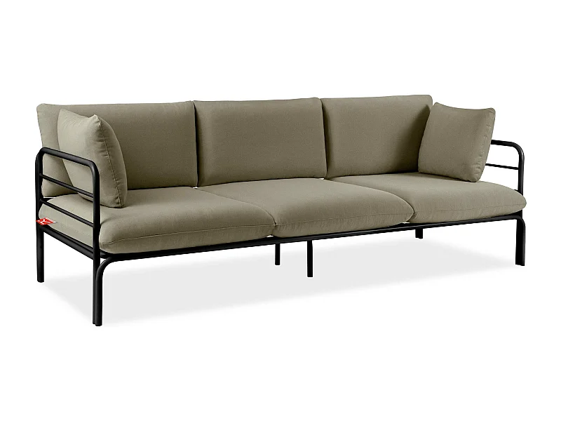Gartensofa RAMBE anthrazitgrau und beige, Maße 225x80x80 cm, eleganter Stil