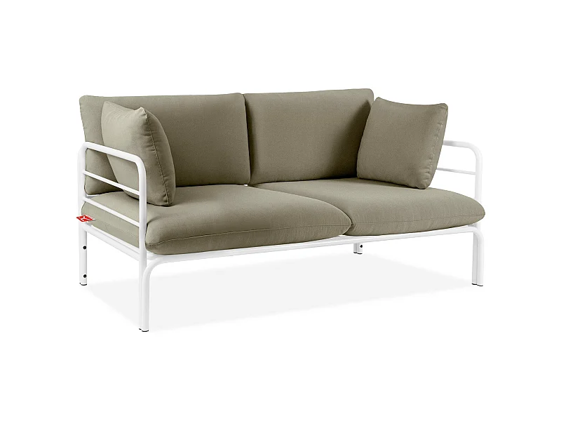 Gartensofa RAMBE weiß und beige, Maße 150x80x80 cm, ideal für den Außenbereich