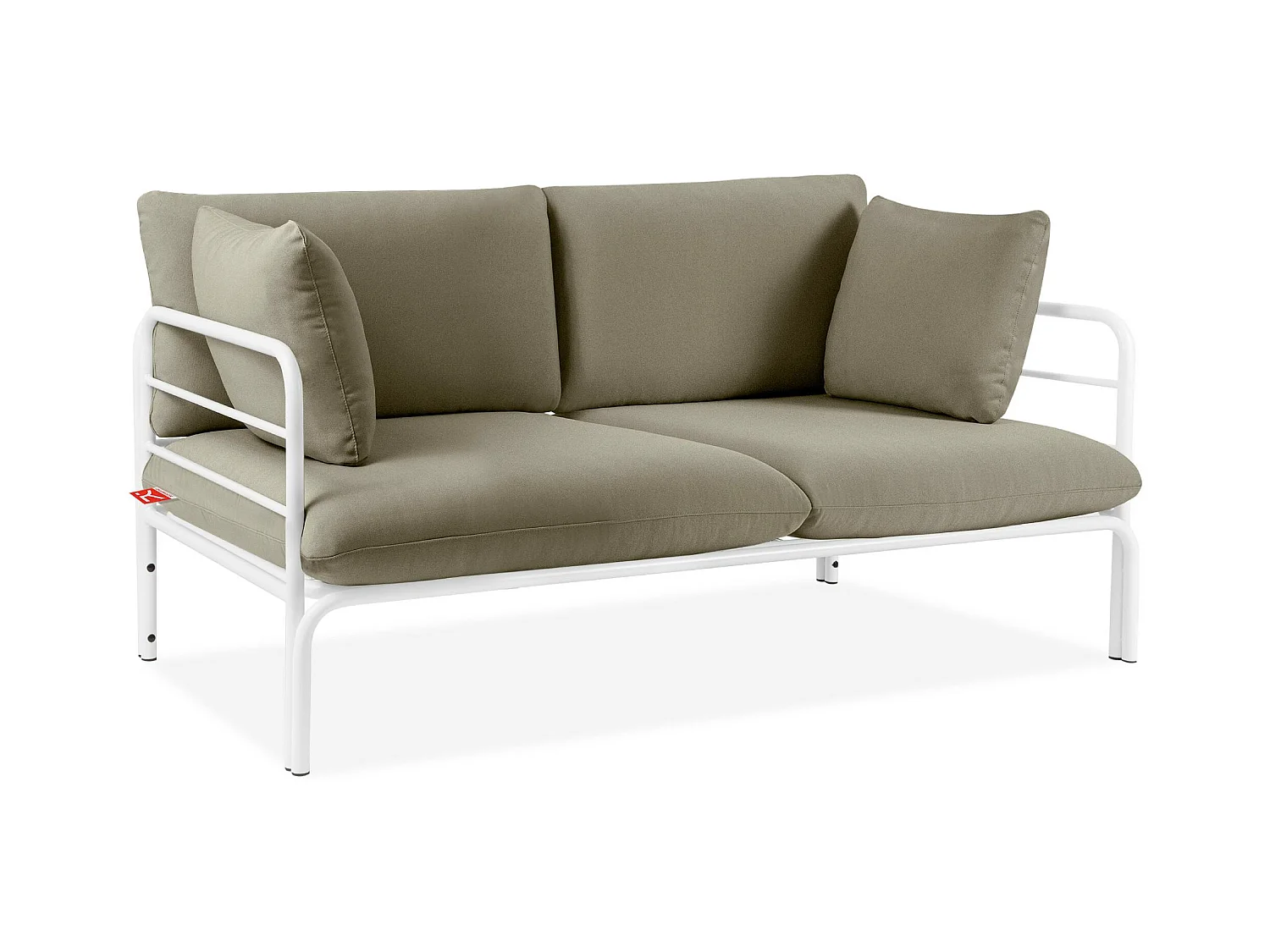 Canapé de jardin RAMBE blanc et beige, dimensions 150x80x80 cm, idéal pour l'extérieur
