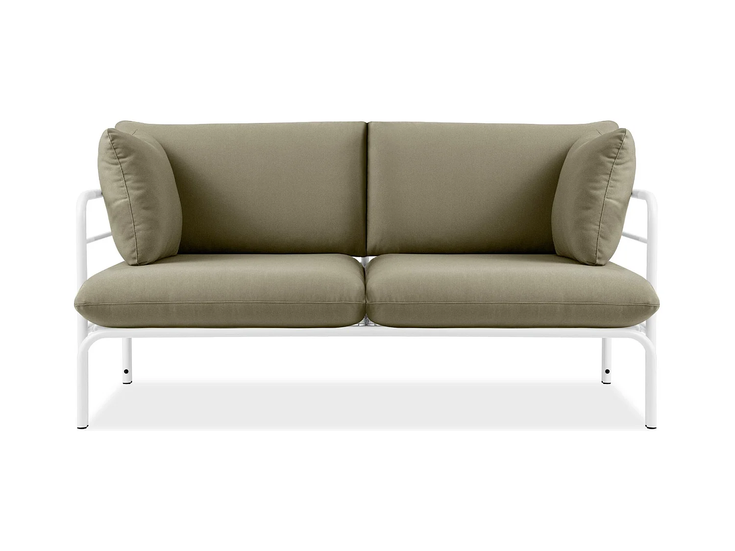 Canapé de jardin RAMBE blanc et beige, dimensions 150x80x80 cm, idéal pour l'extérieur