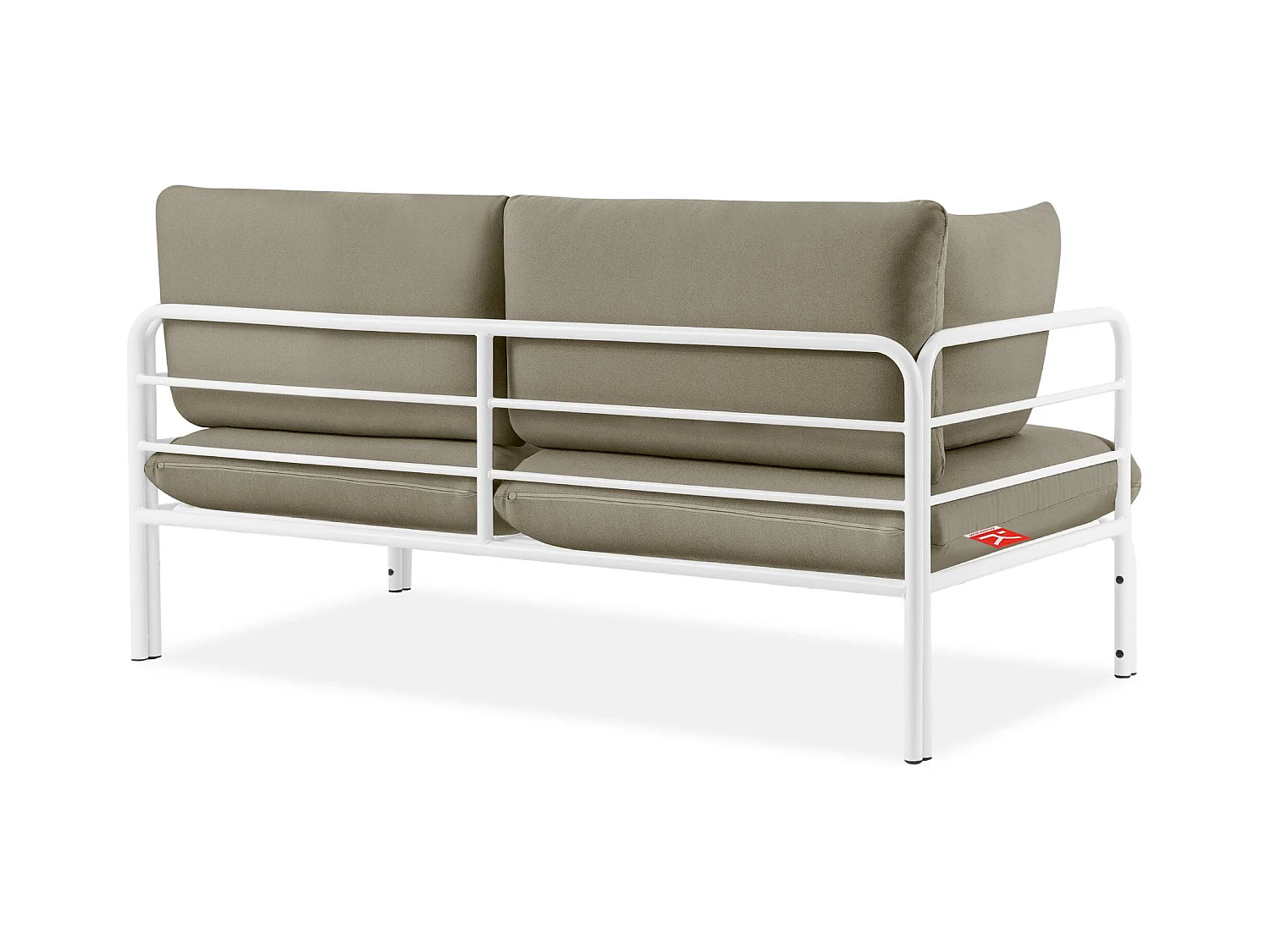 Canapé de jardin RAMBE blanc et beige, dimensions 150x80x80 cm, idéal pour l'extérieur