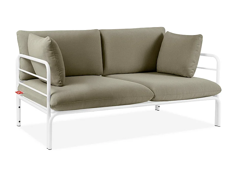 Canapé de jardin RAMBE blanc et beige, dimensions 150x80x80 cm, idéal pour l'extérieur