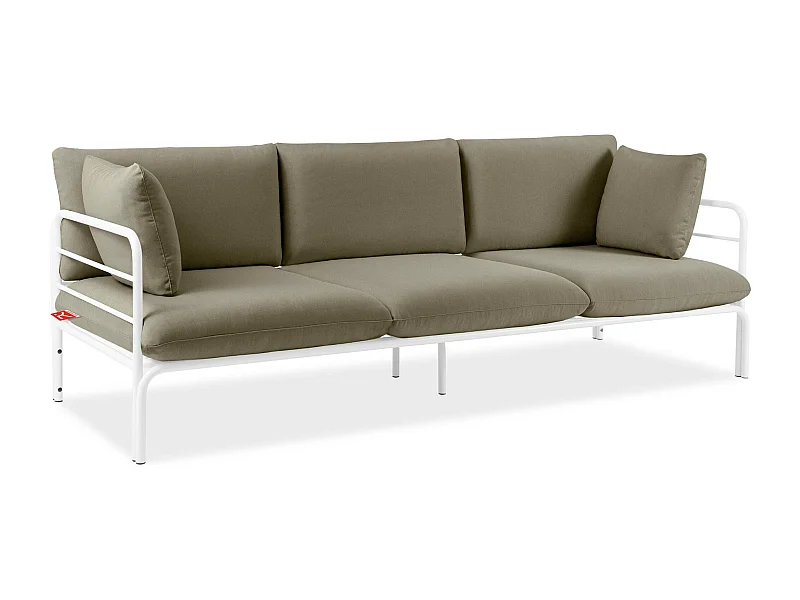 Gartensofa RAMBE weiß und beige, Maße 225x80x80 cm, ideal für Außenräume