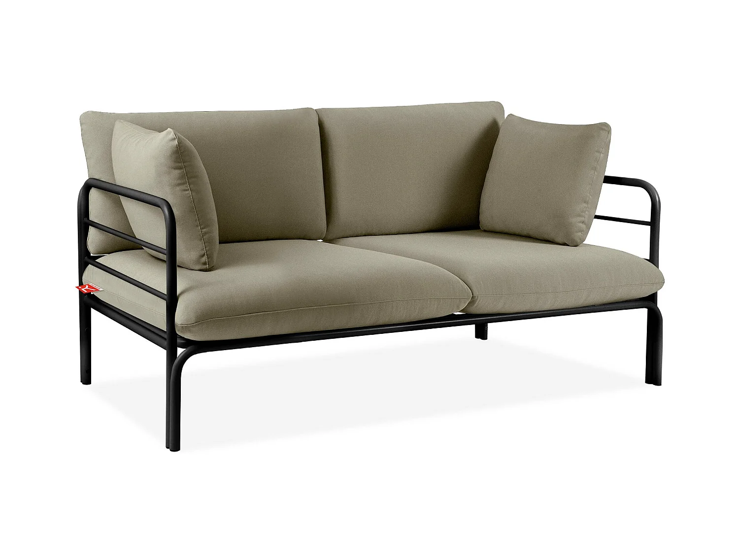 Canapé de jardin RAMBE anthracite et beige, dimensions 150x80x80 cm, design naturel