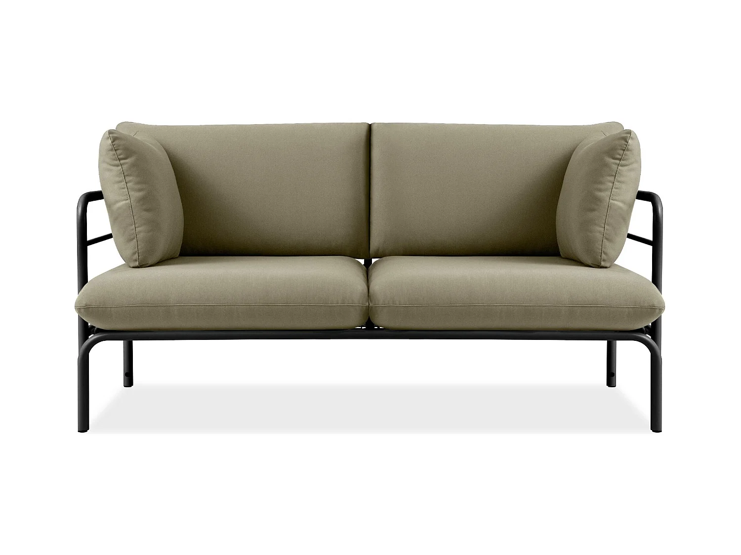 Canapé de jardin RAMBE anthracite et beige, dimensions 150x80x80 cm, design naturel