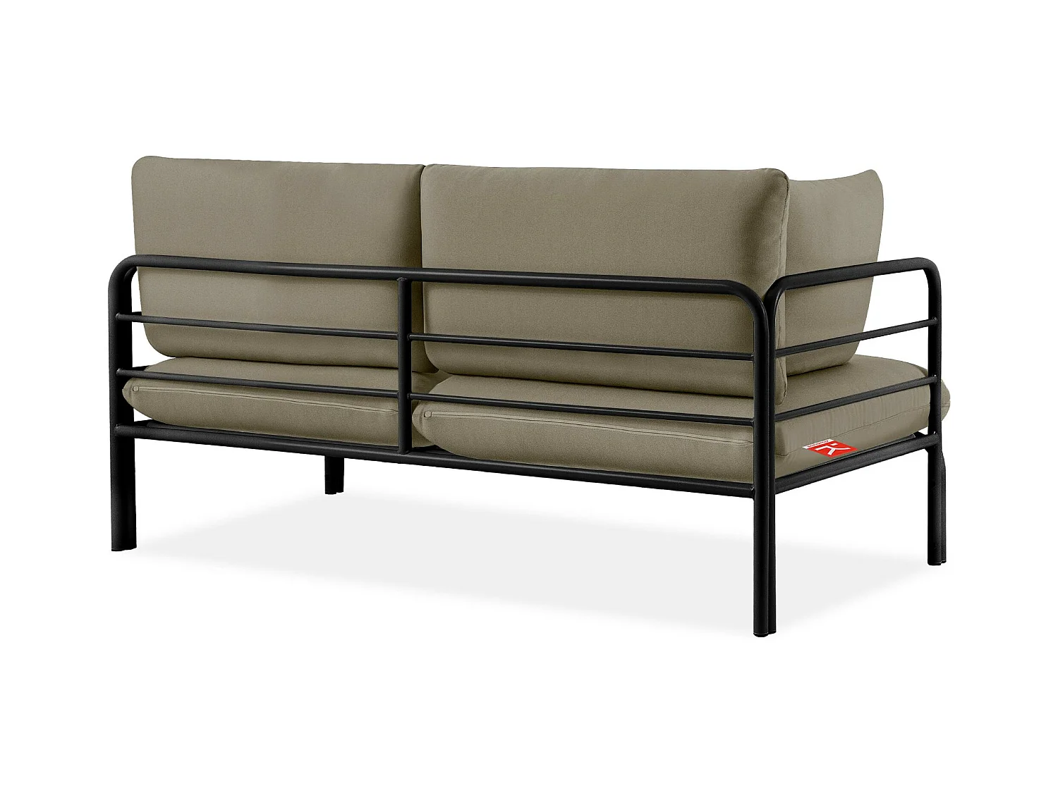 Canapé de jardin RAMBE anthracite et beige, dimensions 150x80x80 cm, design naturel