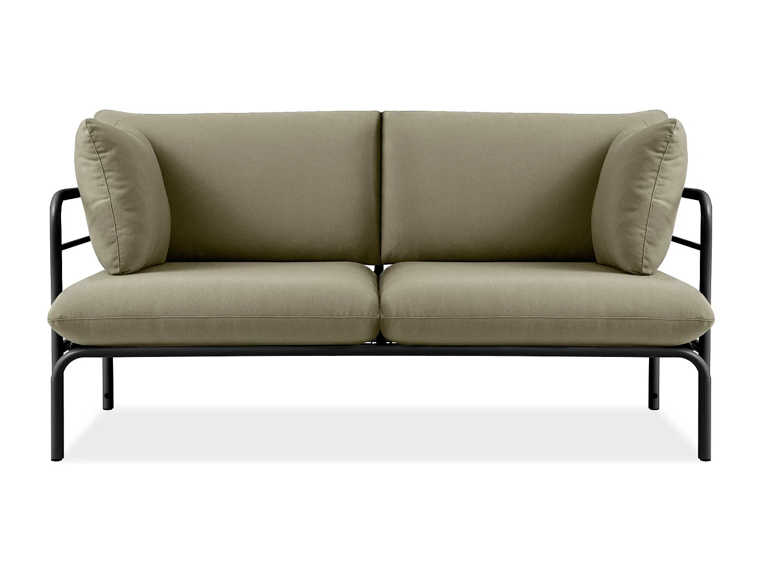 Canapé de jardin RAMBE anthracite et beige, dimensions 150x80x80 cm, design naturel