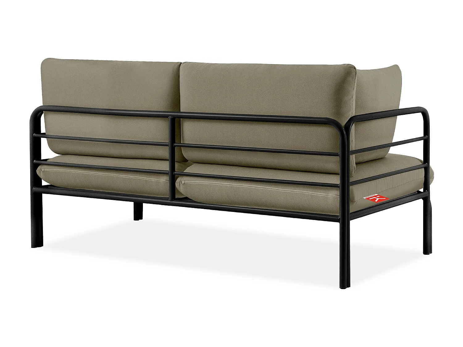 Canapé de jardin RAMBE anthracite et beige, dimensions 150x80x80 cm, design naturel