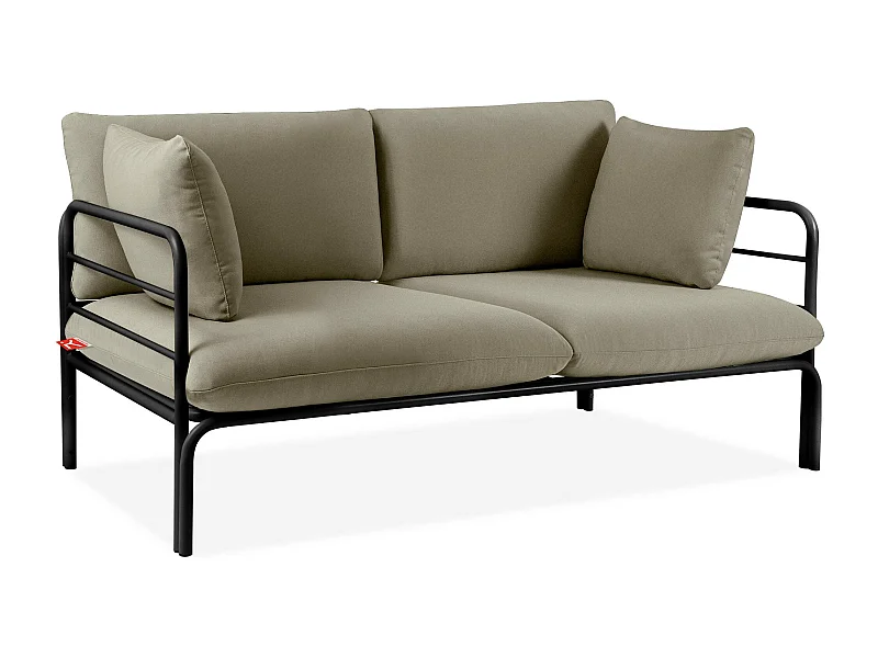 Gartensofa RAMBE anthrazitgrau und beige, Maße 150x80x80 cm, natürliches Design