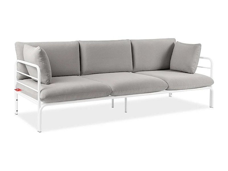 Gartensofa RAMBE weiß und grau, Maße 225x80x80 cm, zeitgemäßes Design