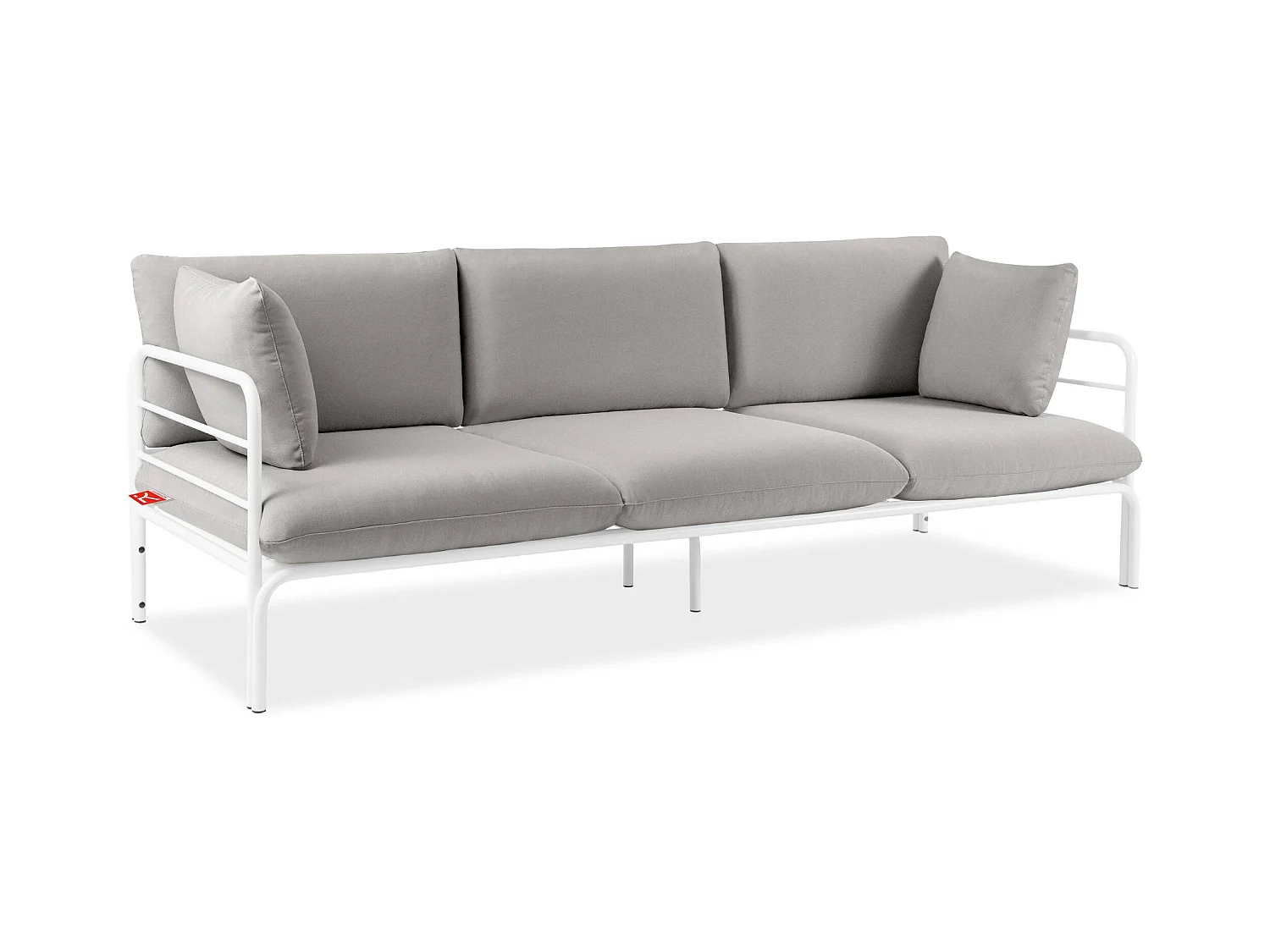 Canapé de jardin RAMBE blanc et gris, dimensions 225x80x80 cm, design contemporain