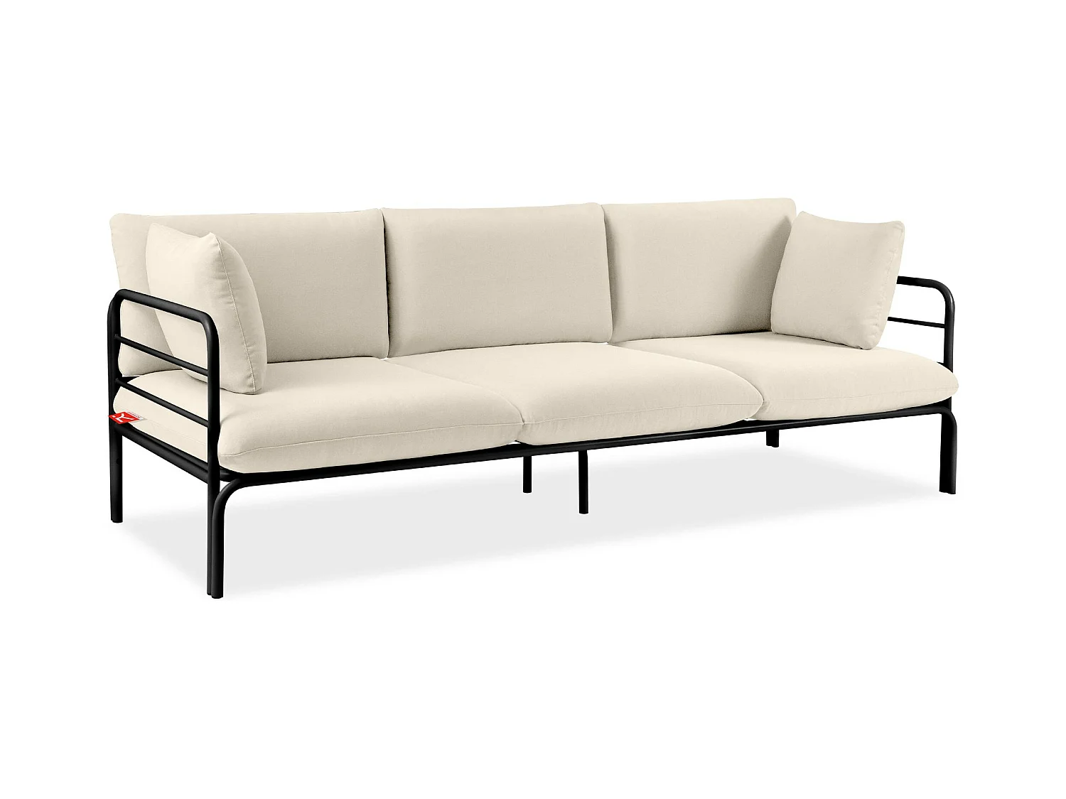 Canapé de jardin RAMBE gris et blanc cassé, dimensions 225x80x80 cm, grand confort