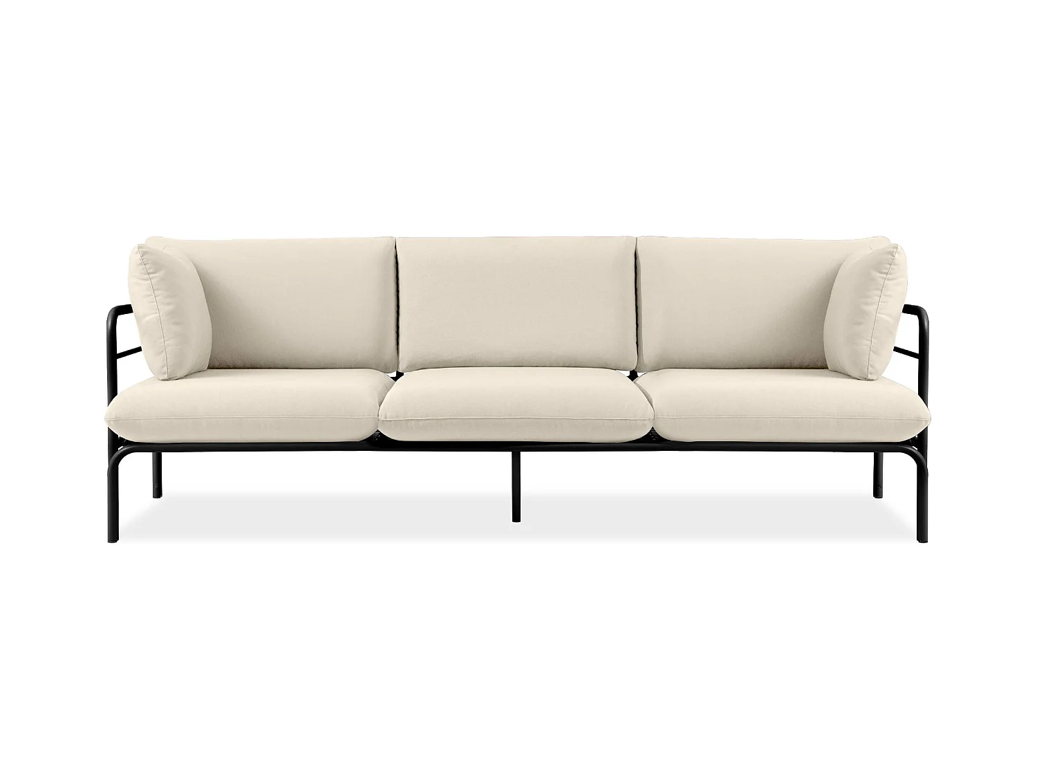 Canapé de jardin RAMBE gris et blanc cassé, dimensions 225x80x80 cm, grand confort