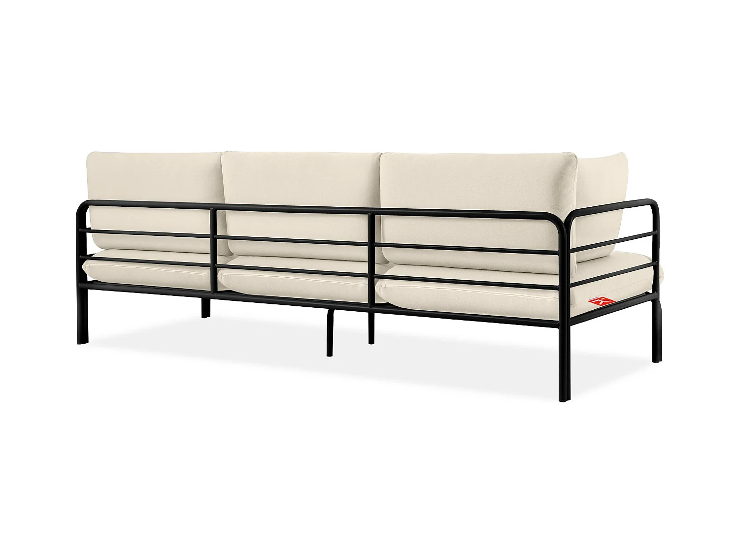 Canapé de jardin RAMBE gris et blanc cassé, dimensions 225x80x80 cm, grand confort