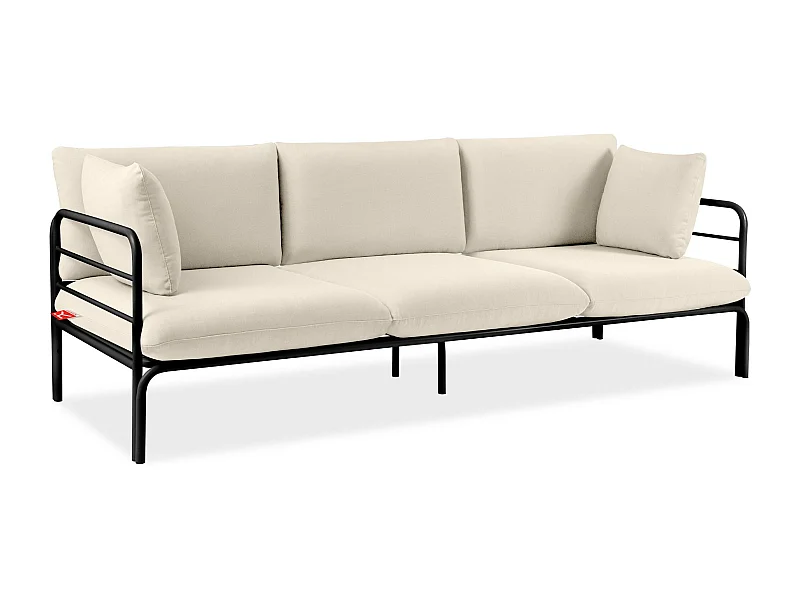 Canapé de jardin RAMBE gris et blanc cassé, dimensions 225x80x80 cm, grand confort