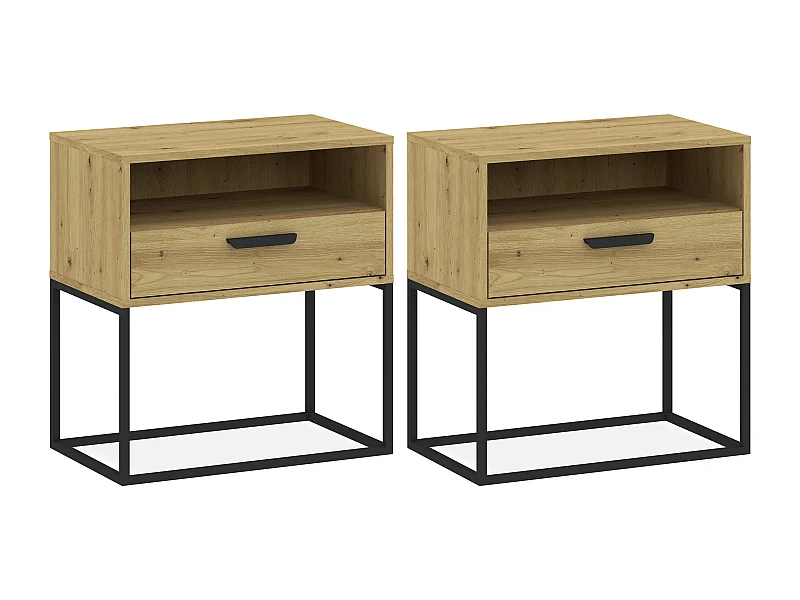 Nachttisch RECTUS 2er-Set naturfarben hell, Maße 39x65x60 cm, natürliches Design