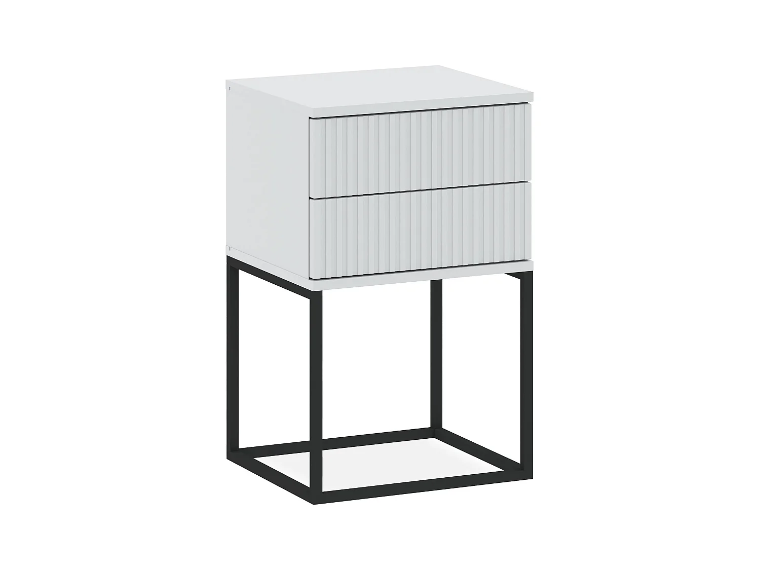 Table de chevet RECTUS blanc, dimensions 39x65x40 cm, parfait pour décoration