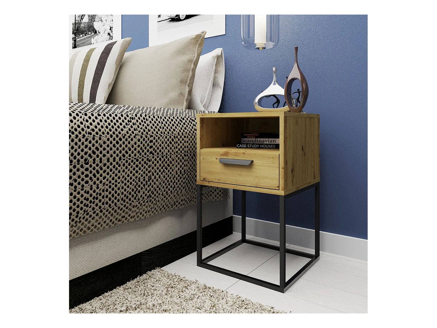 Nachttisch RECTUS 2er-Set naturfarben hell, Maße 39x65x40 cm, eleganter Stil