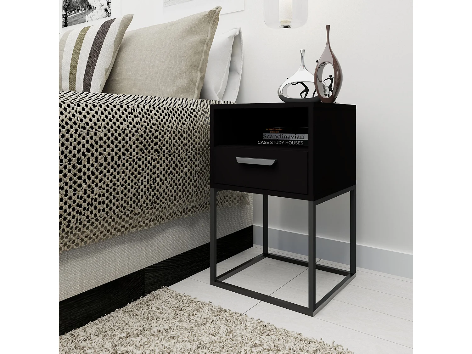 Nachttisch RECTUS schwarz, Maße 39x65x40 cm, optimaler Komfort