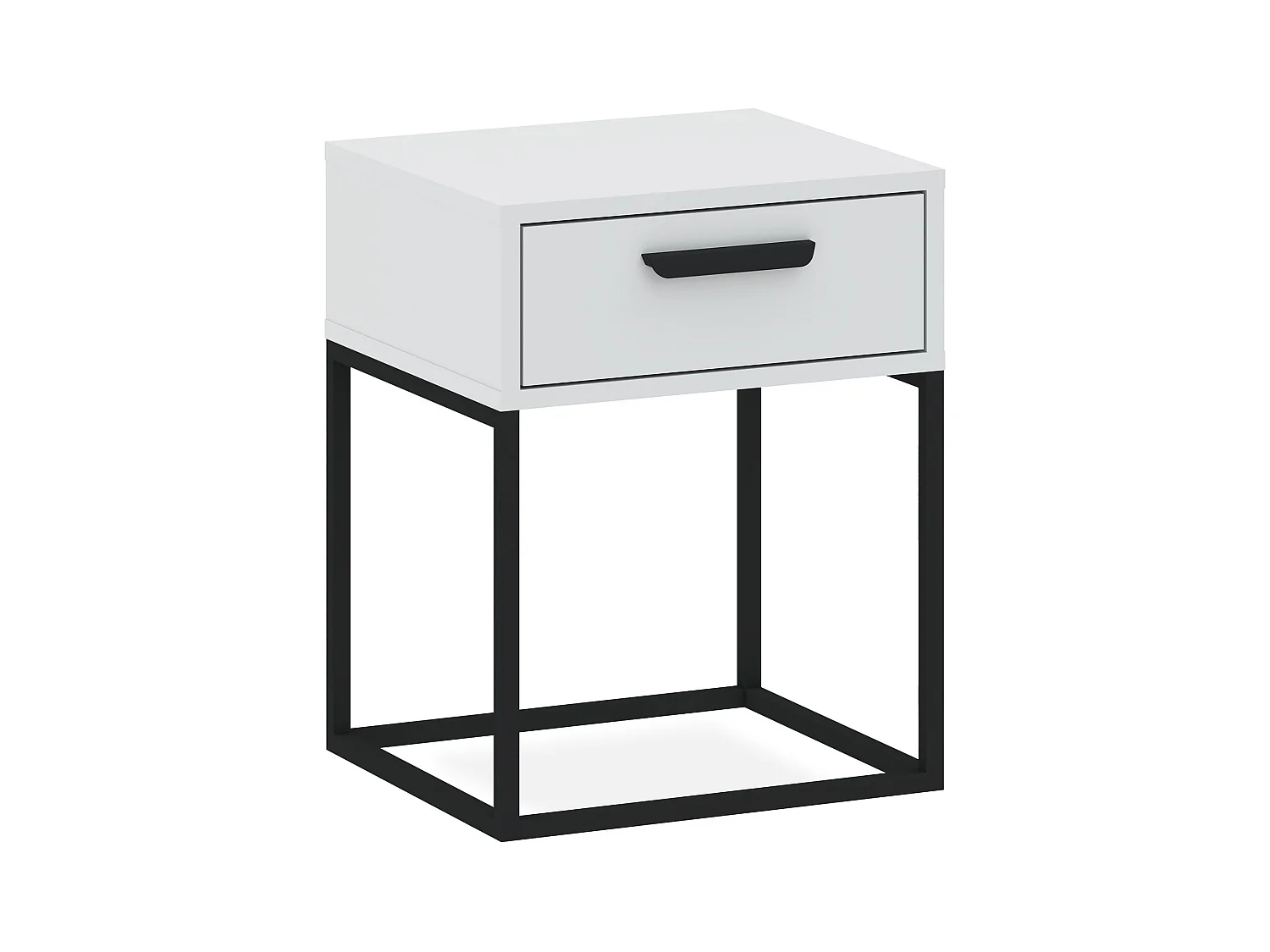 Table de chevet RECTUS blanc, dimensions 39x52x40 cm, idéal pour chambres