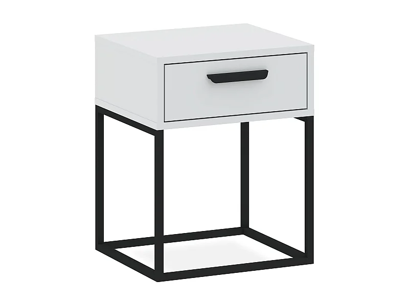 Table de chevet RECTUS blanc, dimensions 39x52x40 cm, idéal pour chambres
