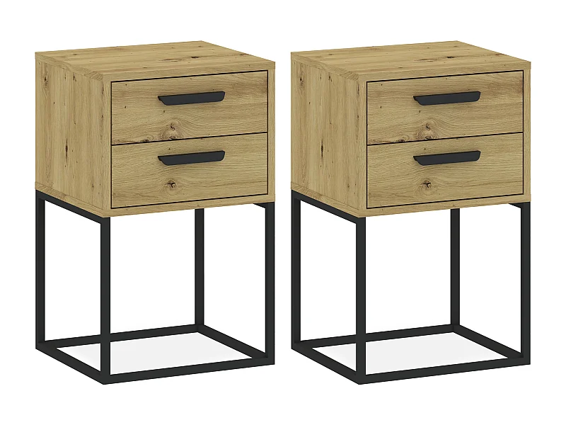 Nachttisch RECTUS 2er-Set naturfarben hell, Maße 39x65x40 cm, eleganter Stil