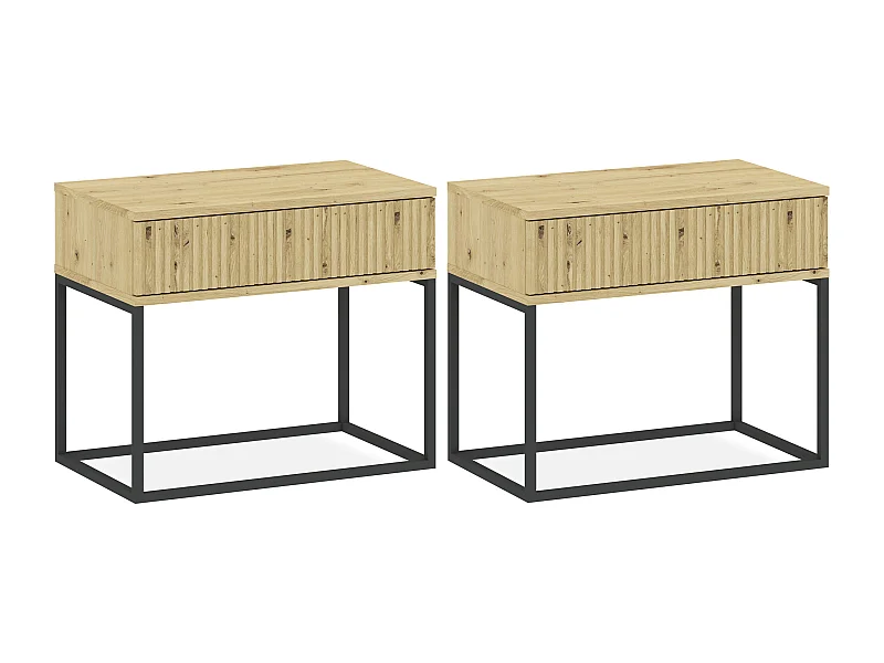 Nachttisch RECTUS 2er-Set naturfarben hell, Maße 39x52x60 cm, eleganter Stil