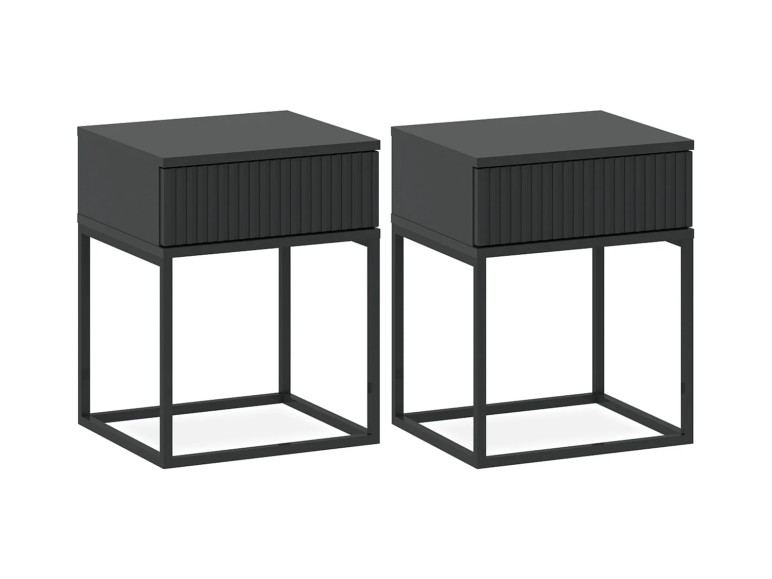 Set de 2 tables de chevet RECTUS anthracite, dimensions 39x52x40 cm, design moderne