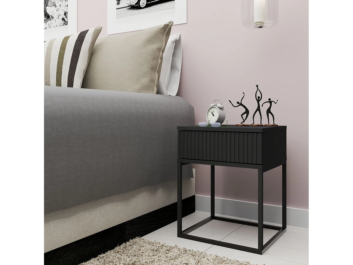 Nachttisch RECTUS 2er-Set anthrazitgrau, Maße 39x52x40 cm, modernes Design