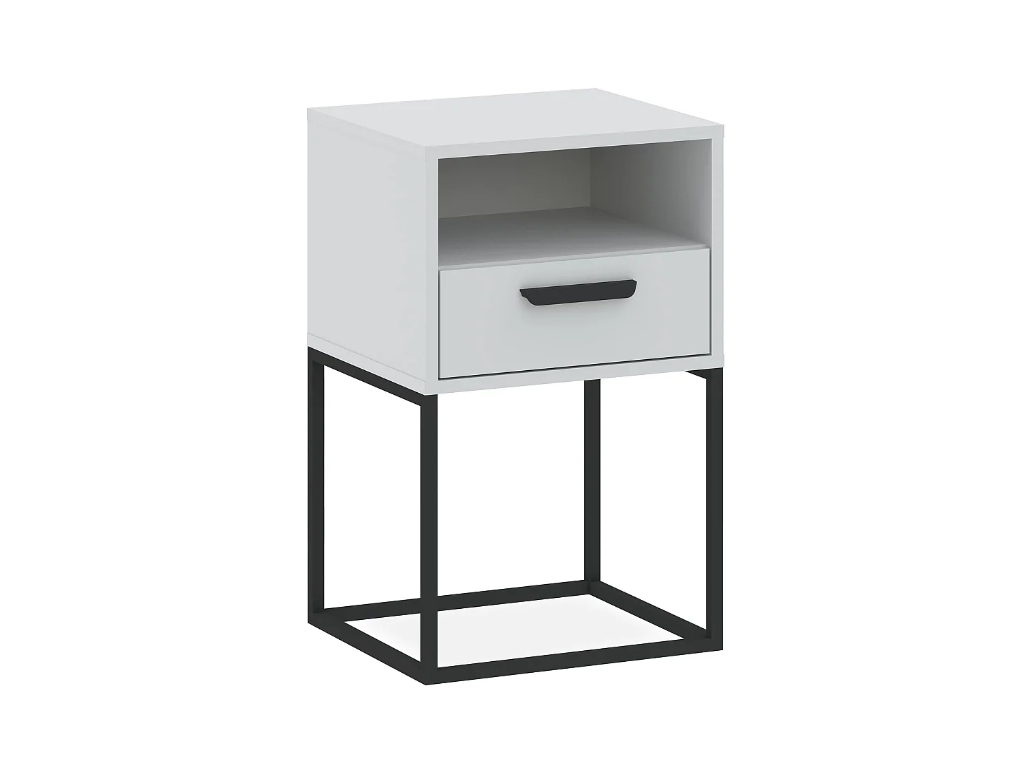 Table de chevet RECTUS blanc, dimensions 39x65x40 cm, idéal pour chambres