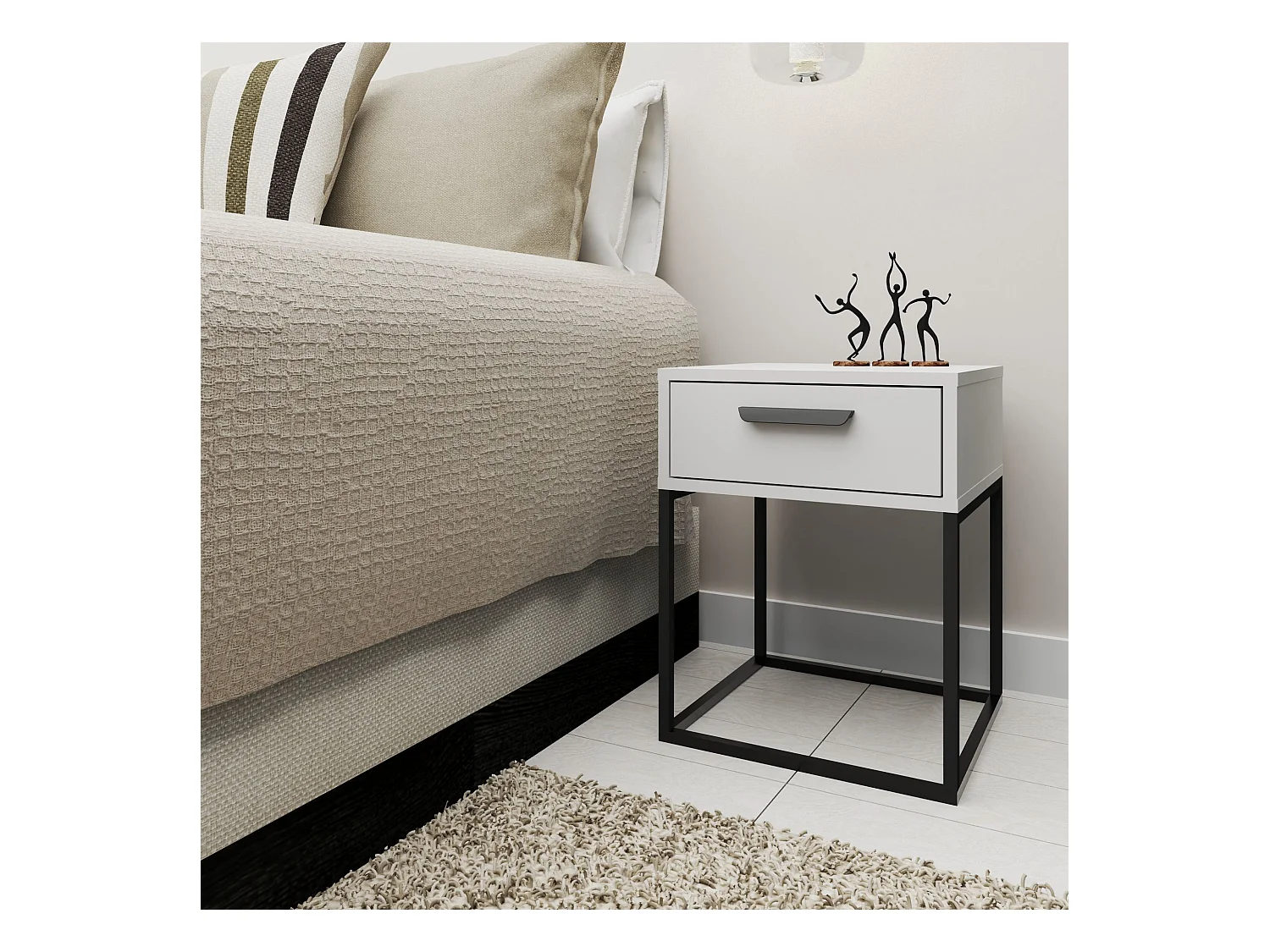 Nachttisch RECTUS 2er-Set weiß, Maße 39x52x40 cm, ideal für Schlafzimmer