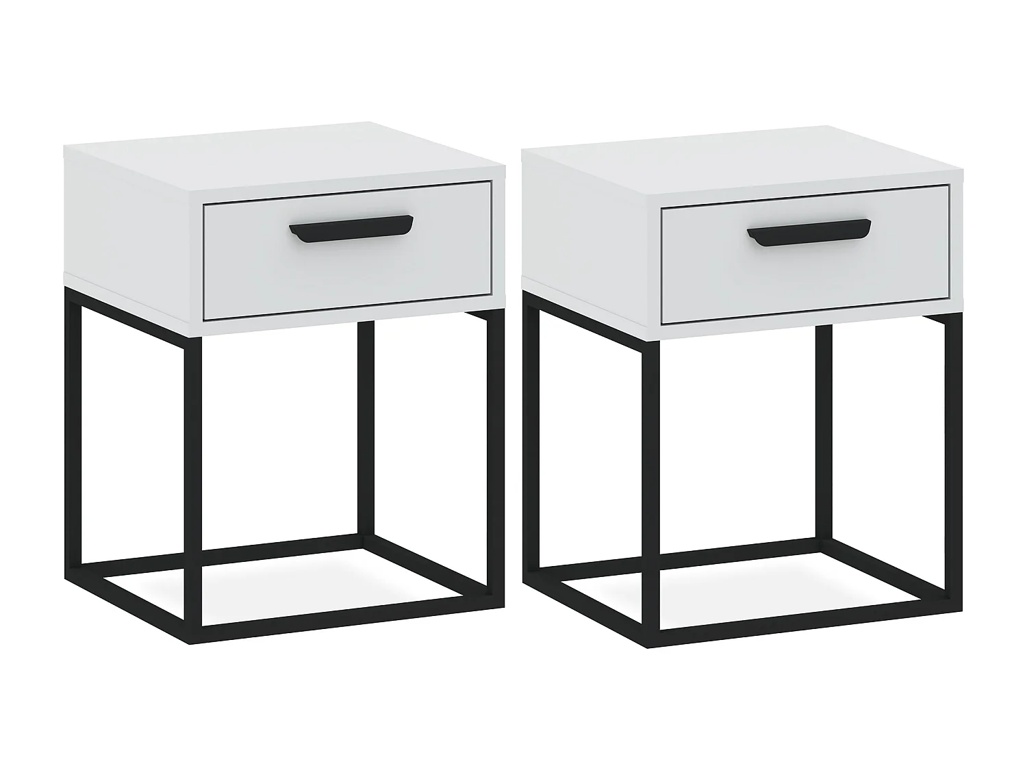 Nachttisch RECTUS 2er-Set weiß, Maße 39x52x40 cm, ideal für Schlafzimmer