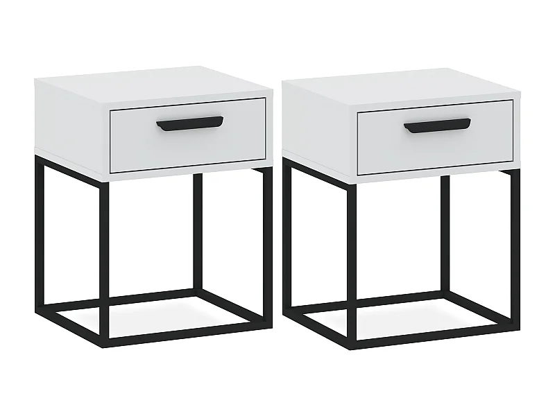 Nachttisch RECTUS 2er-Set weiß, Maße 39x52x40 cm, ideal für Schlafzimmer