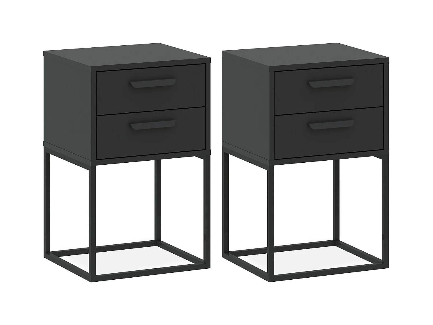 Set de 2 tables de chevet RECTUS anthracite, dimensions 39x65x40 cm, confort optimal