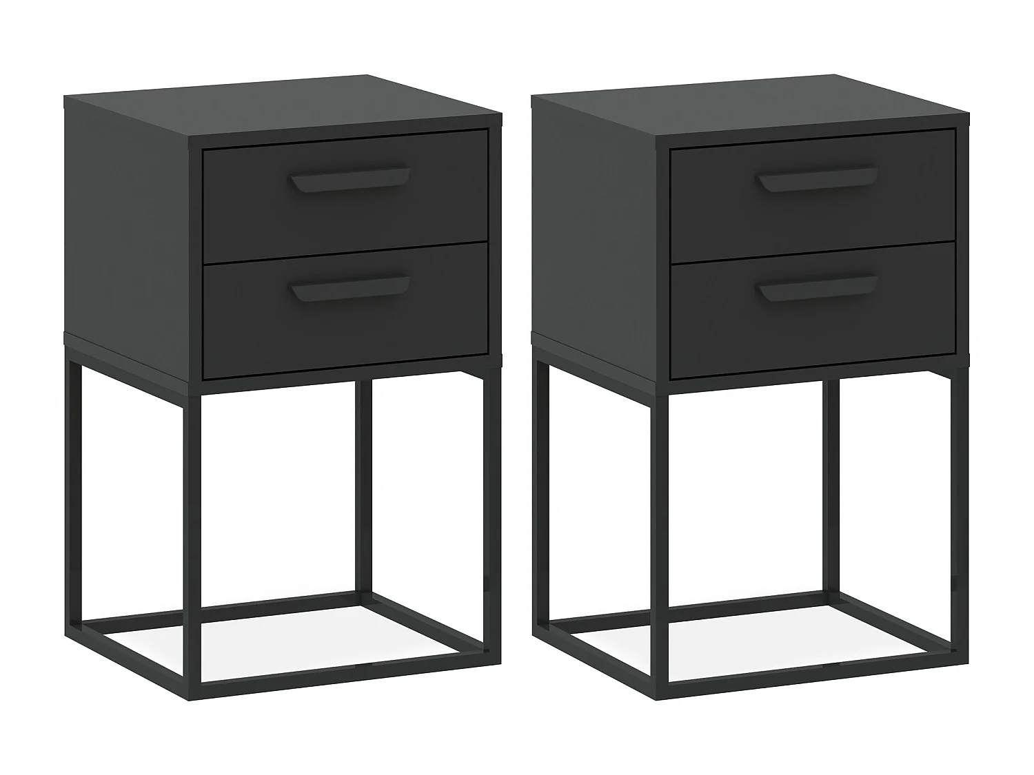 Set de 2 tables de chevet RECTUS anthracite, dimensions 39x65x40 cm, confort optimal