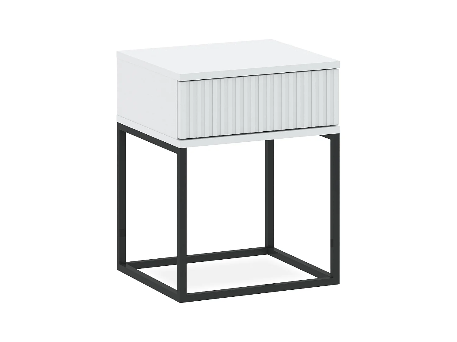Table de chevet RECTUS blanc, dimensions 39x52x40 cm, parfait pour chambres