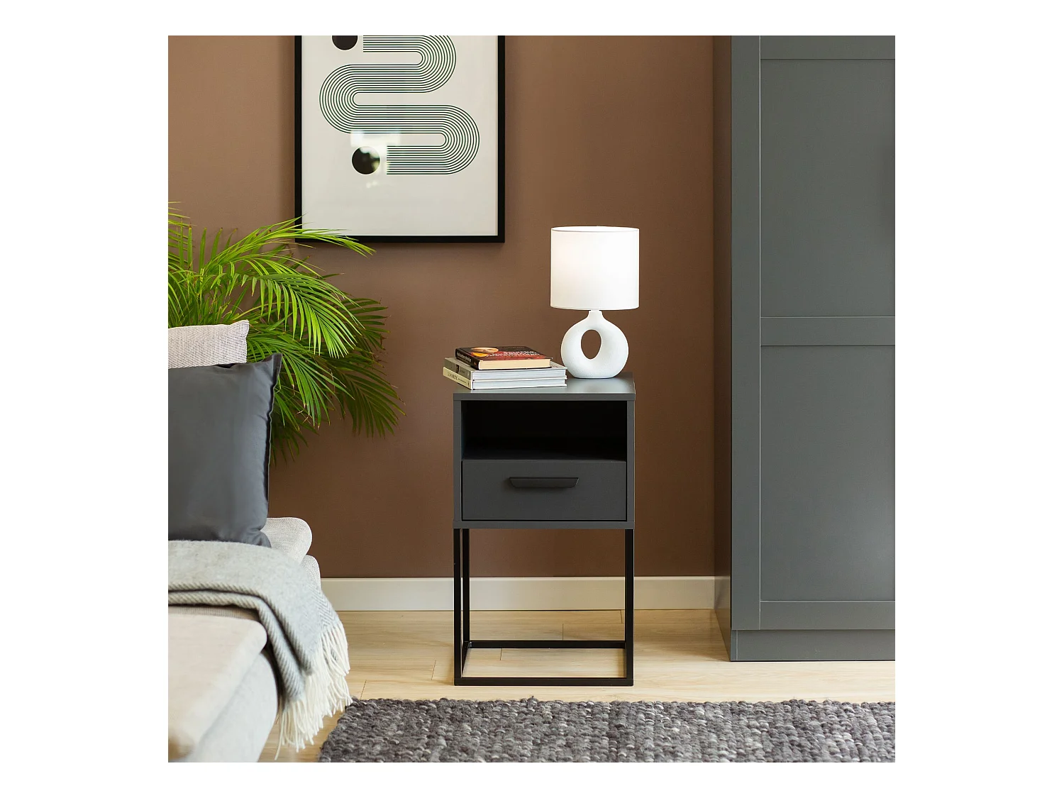 Nachttisch RECTUS 2er-Set anthrazitgrau, Maße 39x65x40 cm, modernes Design