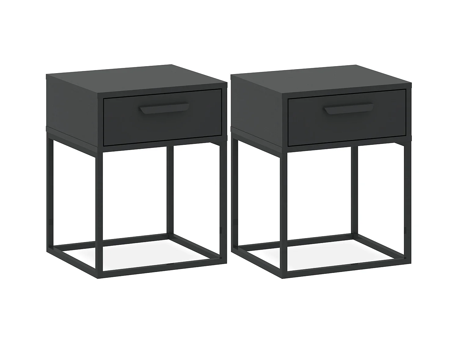 Set de 2 tables de chevet RECTUS anthracite, dimensions 39x52x40 cm, design moderne