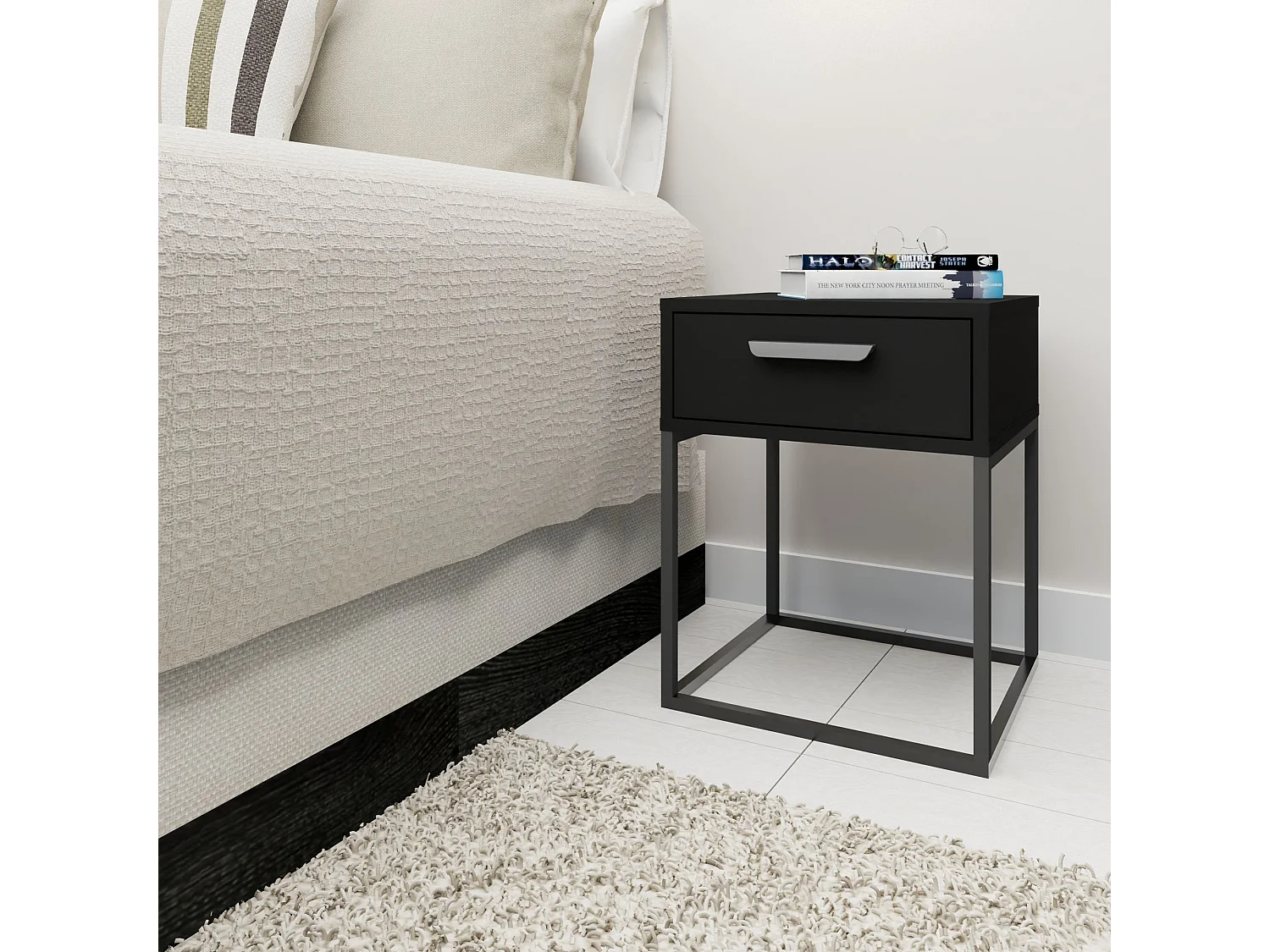 Nachttisch RECTUS schwarz, Maße 39x52x40 cm, zeitgemäßes Design