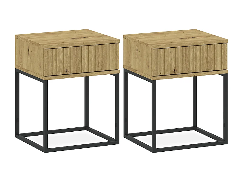 Nachttisch RECTUS 2er-Set naturfarben hell, Maße 39x52x40 cm, natürliches Design