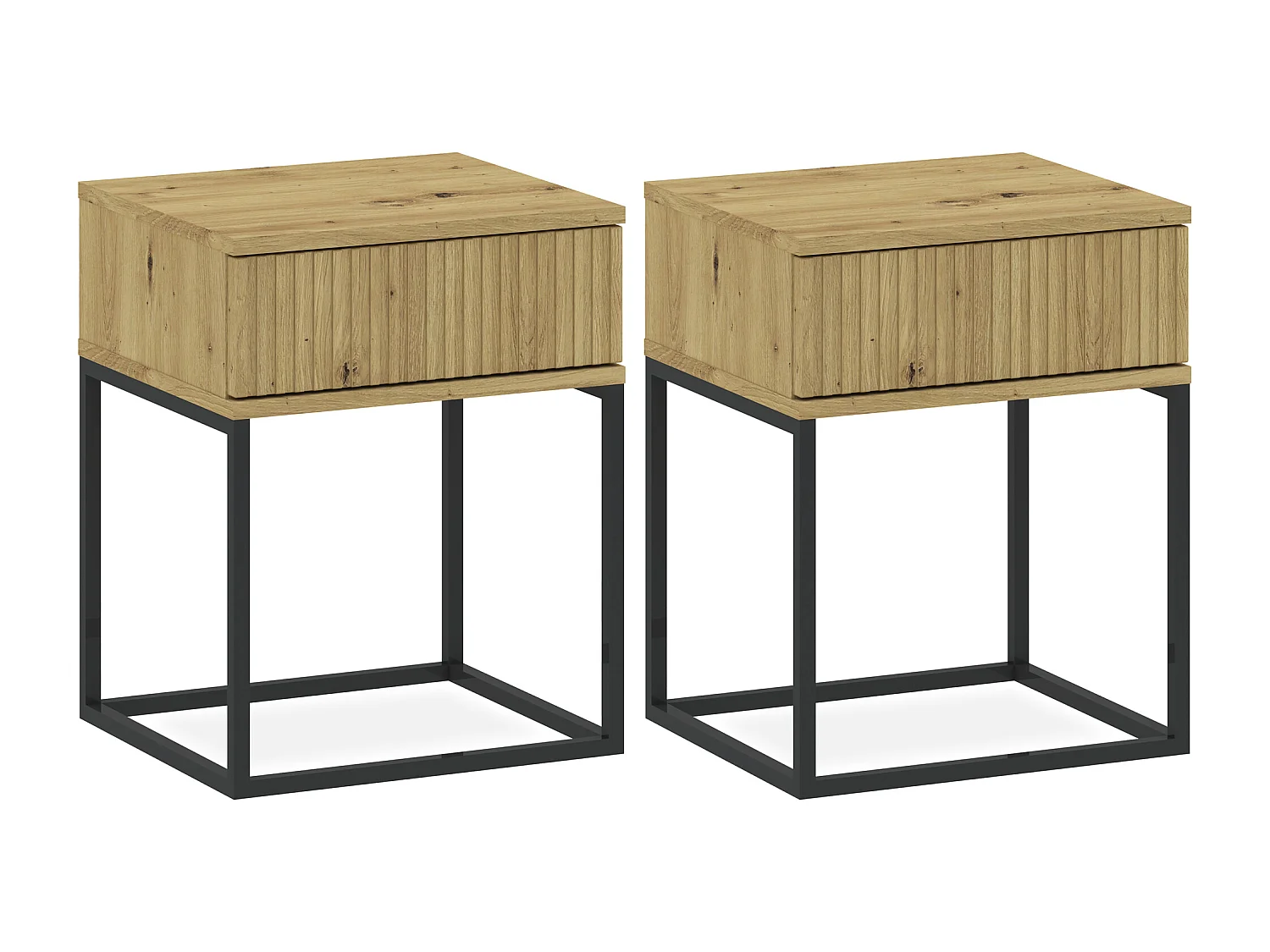 Nachttisch RECTUS 2er-Set naturfarben hell, Maße 39x52x40 cm, natürliches Design