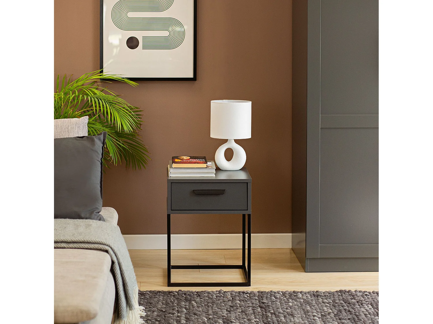 Nachttisch RECTUS anthrazitgrau, Maße 39x52x40 cm, modernes Design