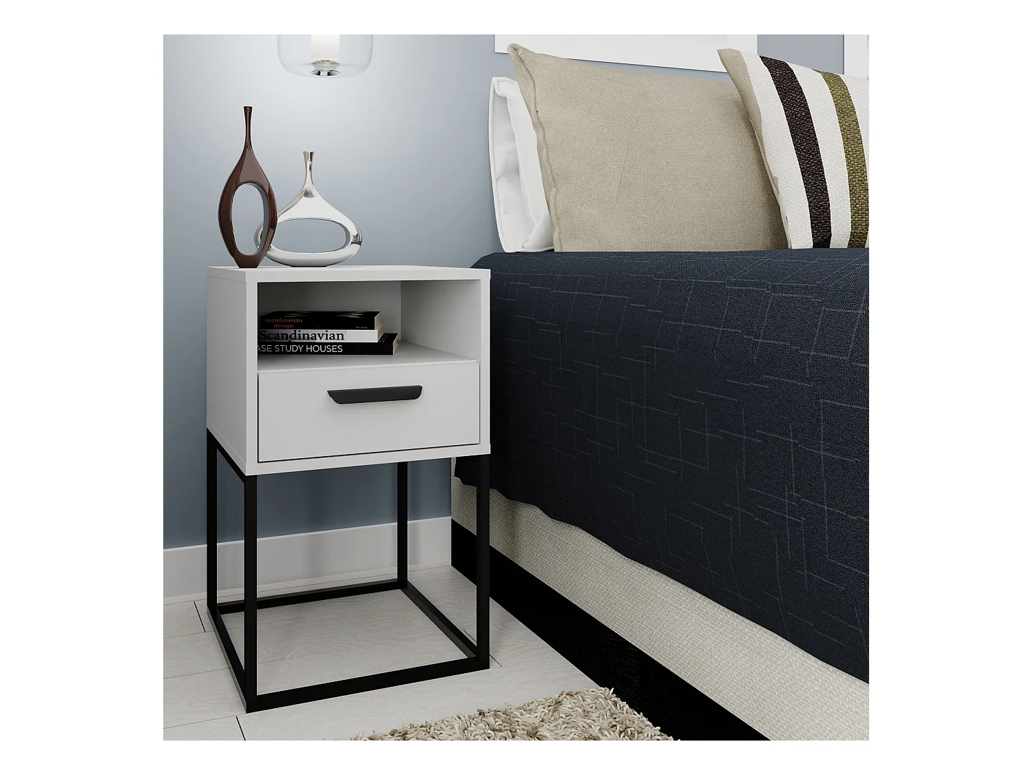 Nachttisch RECTUS 2er-Set weiß, Maße 39x65x40 cm, ideal für Schlafzimmer